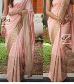 Peach Embroidered Georgette Saree With Blouse