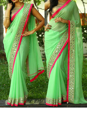 Pista Embroidered Georgette Saree With Blouse 1