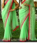 Pista Embroidered Georgette Saree With Blouse