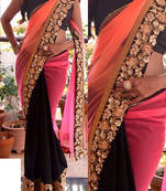 Multi Color Embroidered Georgette Saree With Blouse