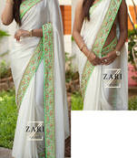 White Embroidered Georgette Saree With Blouse