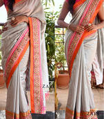 Gray Embroidered Georgette Saree With Blouse