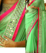 Green Embroidered Georgette Saree With Blouse