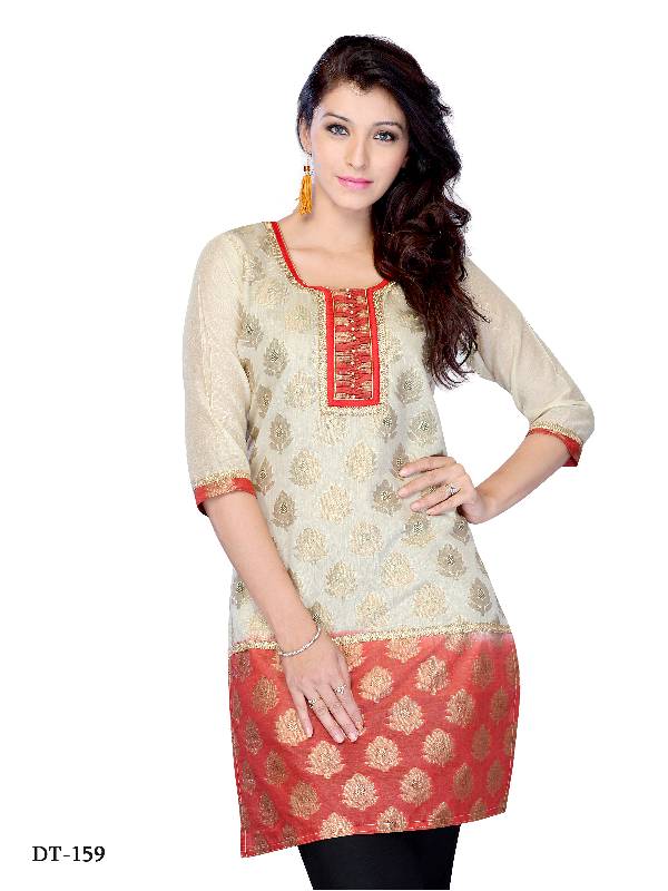 Classy Designer Printed Cotton Trendy Designer Party Wear Readymade Long Kurti Collection With Blue