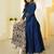 Navy blue silk embroidered semi stitched salwar with dupatta