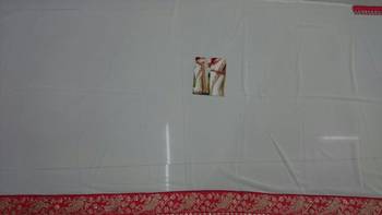 Light Cream Embroidered Georgette Saree With Blouse 3