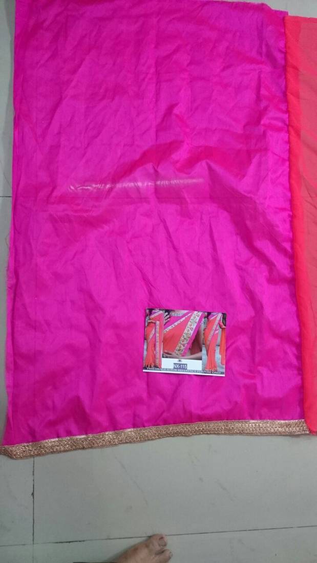 Tomato Embroidered Georgette Saree With Blouse