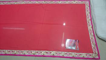 Tomato Embroidered Georgette Saree With Blouse 4