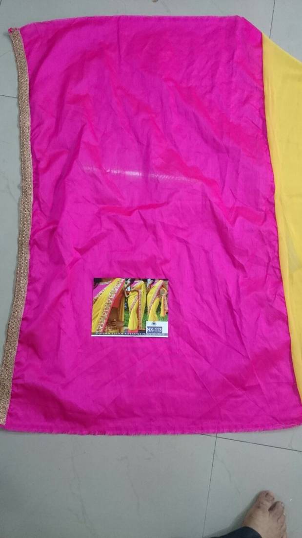 Yellow Embroidered Georgette Saree With Blouse