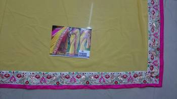 Yellow Embroidered Georgette Saree With Blouse 3