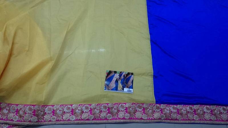 Blue Embroidered Nylon Silk Georgette Saree With Blouse
