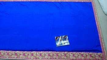 Blue Embroidered Nylon Silk Georgette Saree With Blouse 4