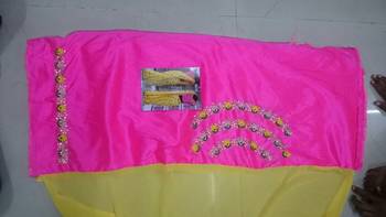 Yellow Embroidered Georgette Saree With Blouse 2
