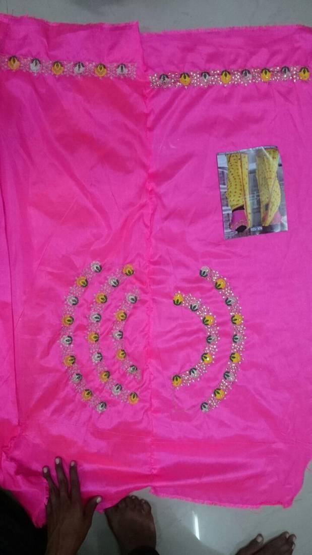 Yellow Embroidered Georgette Saree With Blouse