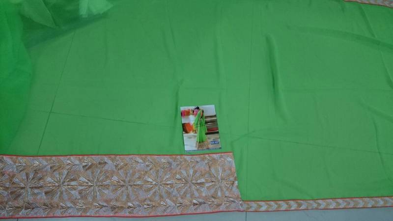 Green Embroidered Georgette Saree With Blouse