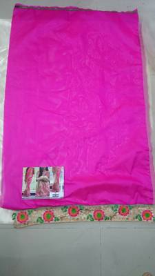 Pink And Cream Embroidered Nylon Mono Net Saree With Blouse 4