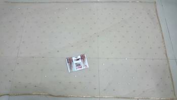 Cream And Red Embroidered Nylon Mono Net Saree With Blouse 4