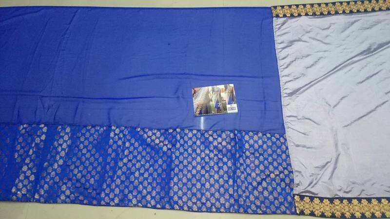 Gray And Blue Embroidered Nylon Silk Georgette Saree With Blouse