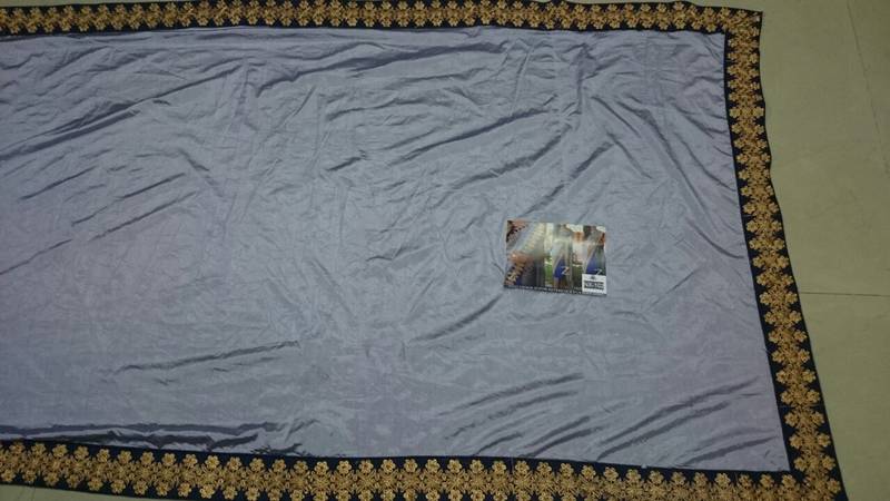 Gray And Blue Embroidered Nylon Silk Georgette Saree With Blouse