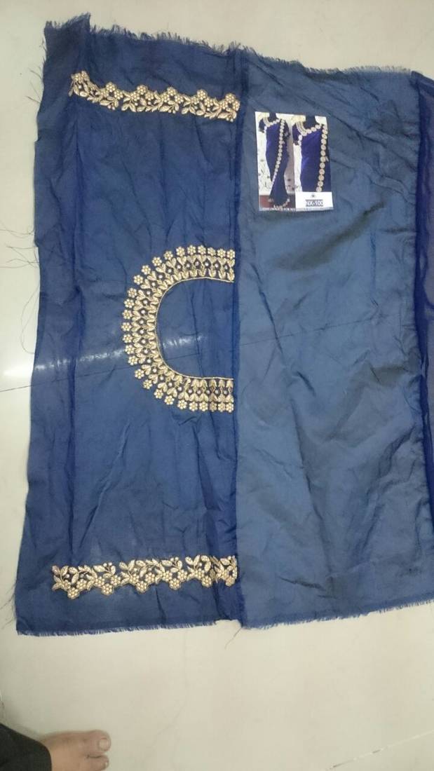 Blue Embroidered Georgette Saree With Blouse