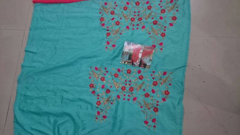 Red Embroidered Georgette Saree With Blouse