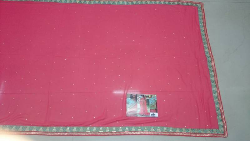 Red Embroidered Georgette Saree With Blouse