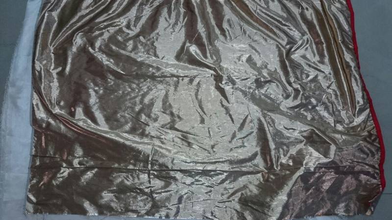 Cream And Red Embroidered Nylon Mono Net Saree With Blouse