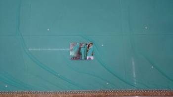 Cyan Embroidered Georgette Saree With Blouse 4