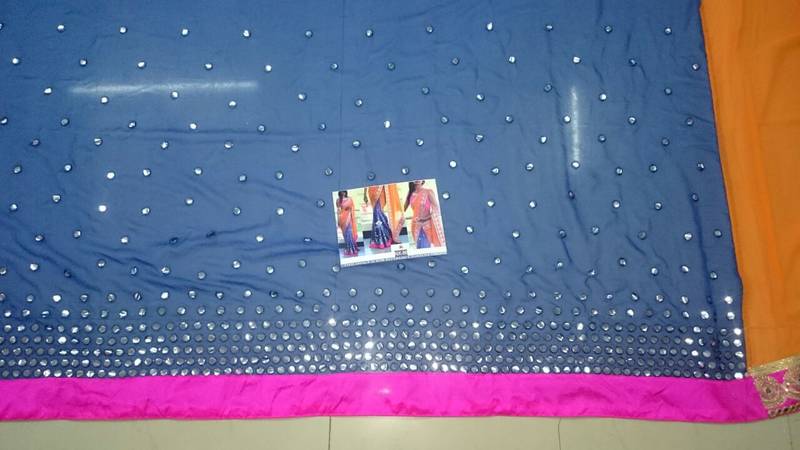 Multi Color Embroidered Georgette Saree With Blouse