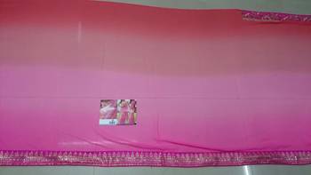 Light Pink And Light Orange Embroidered Georgette Saree With Blouse 2