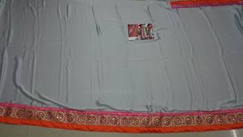 Gray Embroidered Georgette Saree With Blouse 2