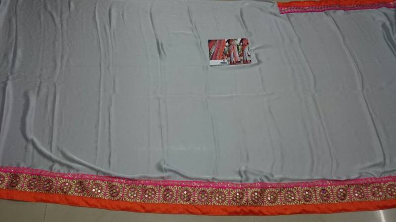 Gray Embroidered Georgette Saree With Blouse