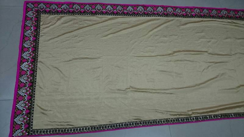 Golden Embroidered Nylon Silk Saree With Blouse