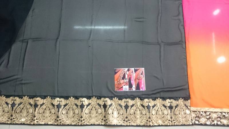 Multi Color Embroidered Georgette Saree With Blouse