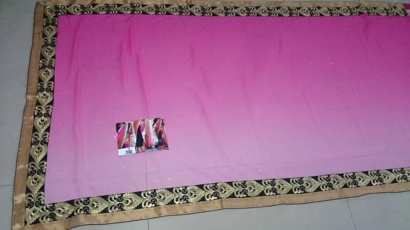 Black And Pink Embroidered Georgette Saree With Blouse