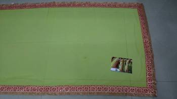 Parrot Green Embroidered Georgette Saree With Blouse 2