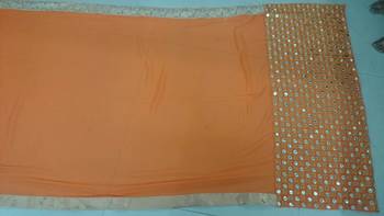 Orange Embroidered Georgette Saree With Blouse 3