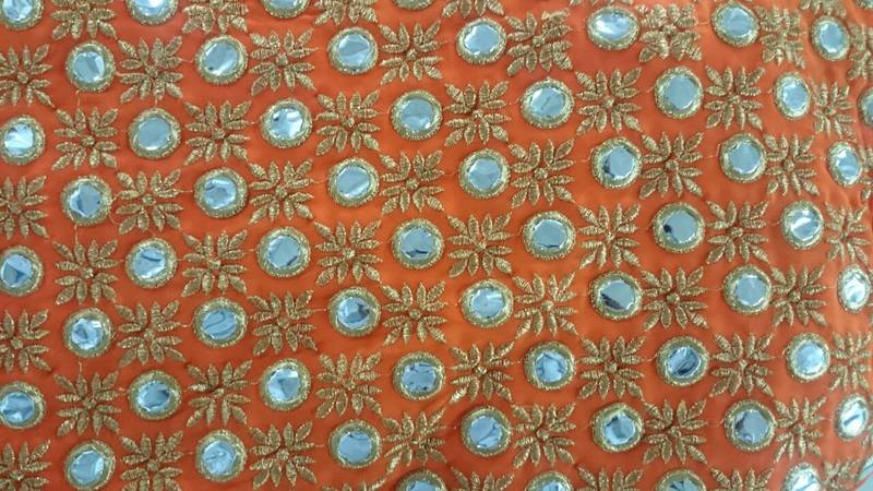 Orange Embroidered Georgette Saree With Blouse