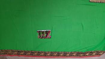 Parrot Green Embroidered Georgette Saree With Blouse 3