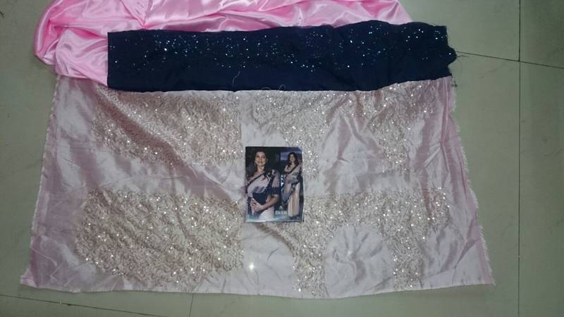 Pink Embroidered Net Saree With Blouse