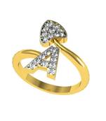 ALPHABET A HEART SHAPE  Gold And Rhodium Plated RING