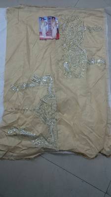 Golden Embroidered Net Saree With Blouse 3
