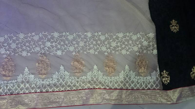 Black And Cream Embroidered Georgette Saree With Blouse