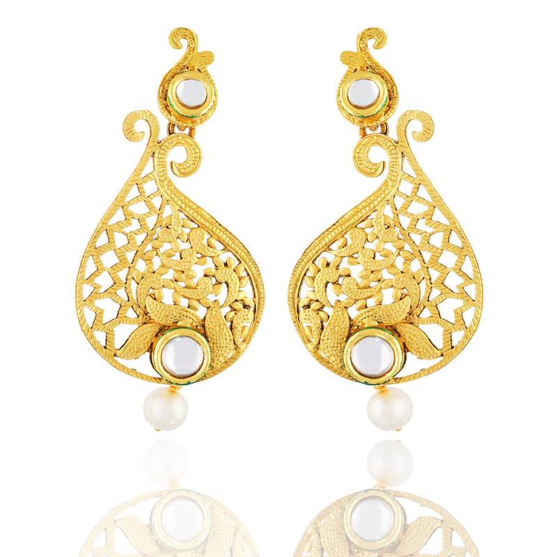 Trendy Gold Colour Mango Shaped Earrings for Girls and Women