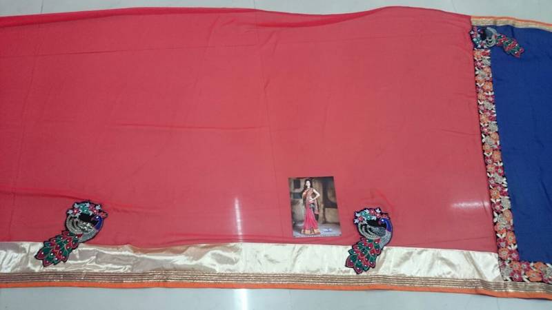 Multi Color Embroidered Georgette Saree With Blouse