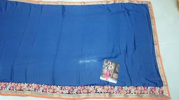 Multi Color Embroidered Georgette Saree With Blouse 4