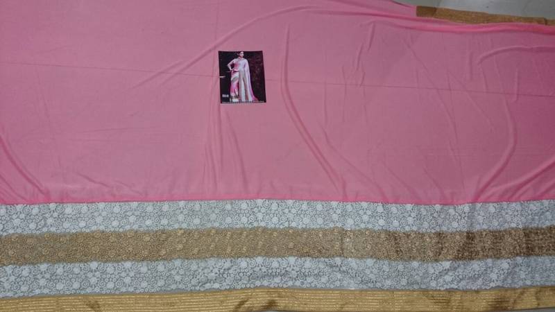Pink Embroidered Georgette Saree With Blouse