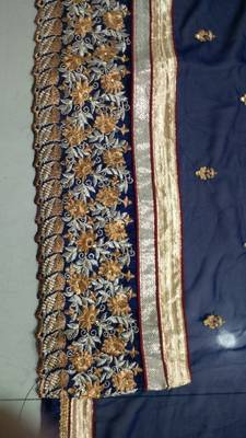 Blue Embroidered Georgette Saree With Blouse 3