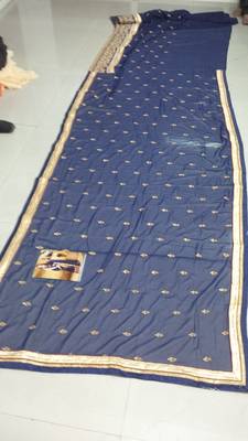 Blue Embroidered Georgette Saree With Blouse 4
