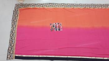 Pink And Orange Embroidered Georgette Saree With Blouse 3